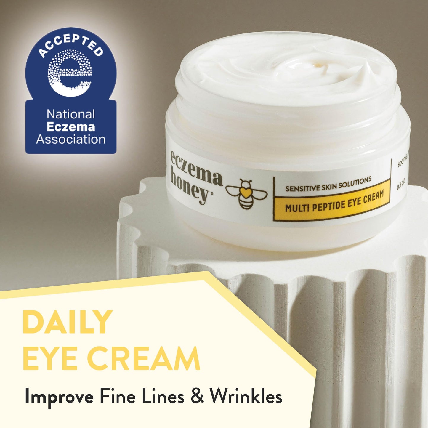 ECZEMA HONEY Multi Peptide Eye Cream - Anti Aging Eye Cream for Dark Circles & Puffiness - Facial Skin Care Products for Eczema, Dry & Sensitive Skin