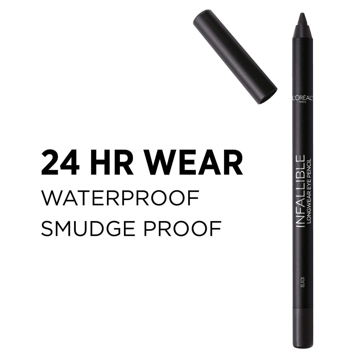 L'Oreal Paris Makeup Infallible Pro-Last Pencil Eyeliner, Waterproof and Smudge-Resistant, Glides on Easily to Create any Look, Black, 0.042 oz., 1