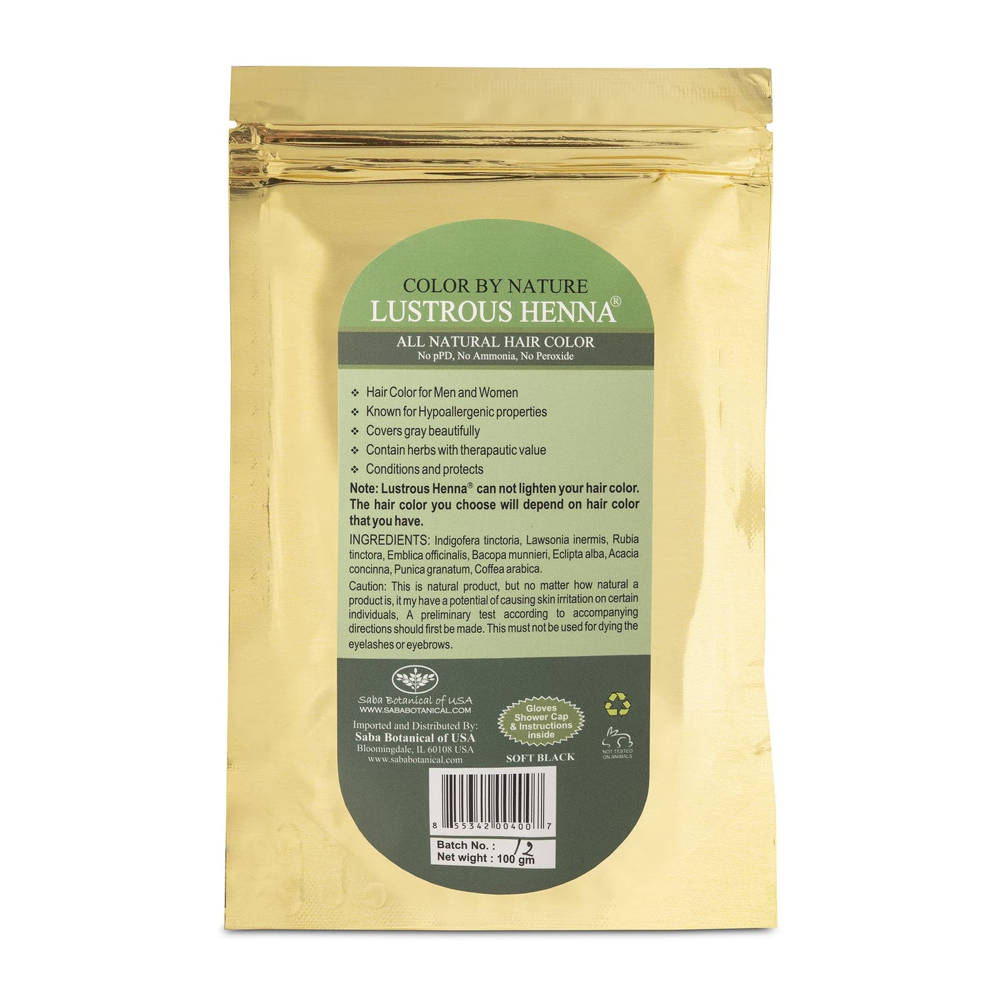 Soft Black Color By Nature Lustrous Henna 100 grams