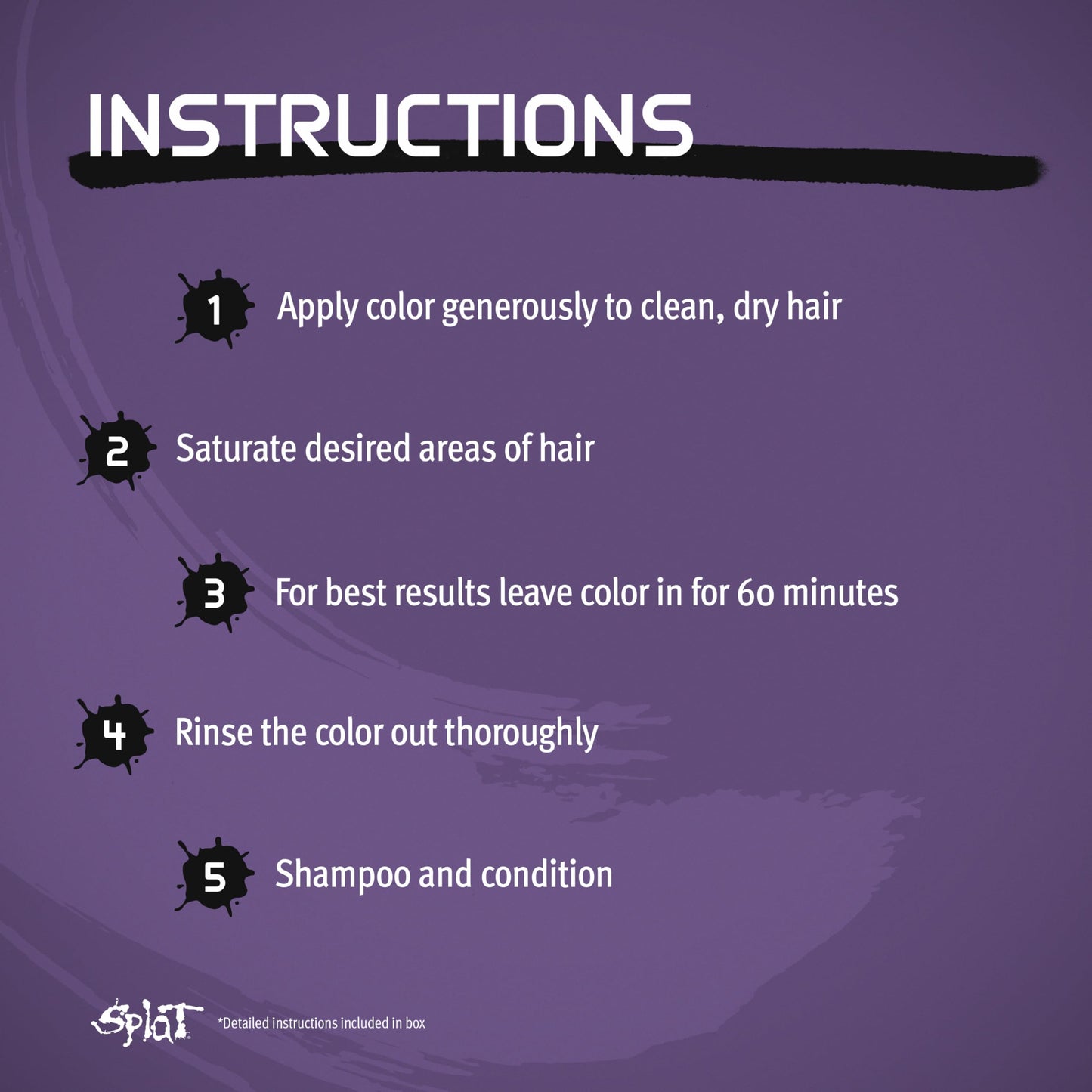 Splat Naturals Semi-Permanent Hair Color, Purple, 6 fl. oz., 95% Natural Hair Dye Formula Lasts Up to 30 Washes, Vegan & Cruelty-Free
