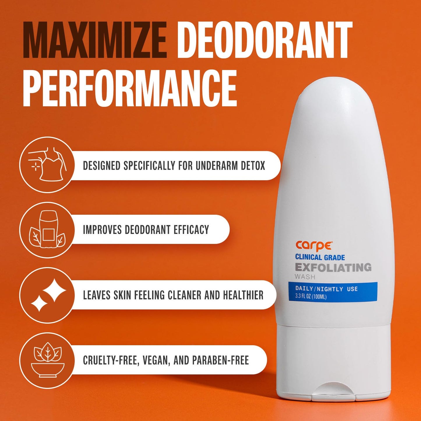 Carpe Exfoliating Underarm Scrub with Odor Protection, Underarm Exfoliator to Improve Deodorant Performance - Energizing Minty Fresh Smell - Armpit Beauty and Personal Care Carpe