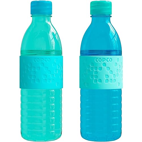 Copco Hydra 16.9oz Water Bottle, Set of 2 - Non-Slip Sleeve & BPA-Free Tritan Plastic - Dishwasher Safe, Reusable Plastic To Go Bottle - Leak-Proof