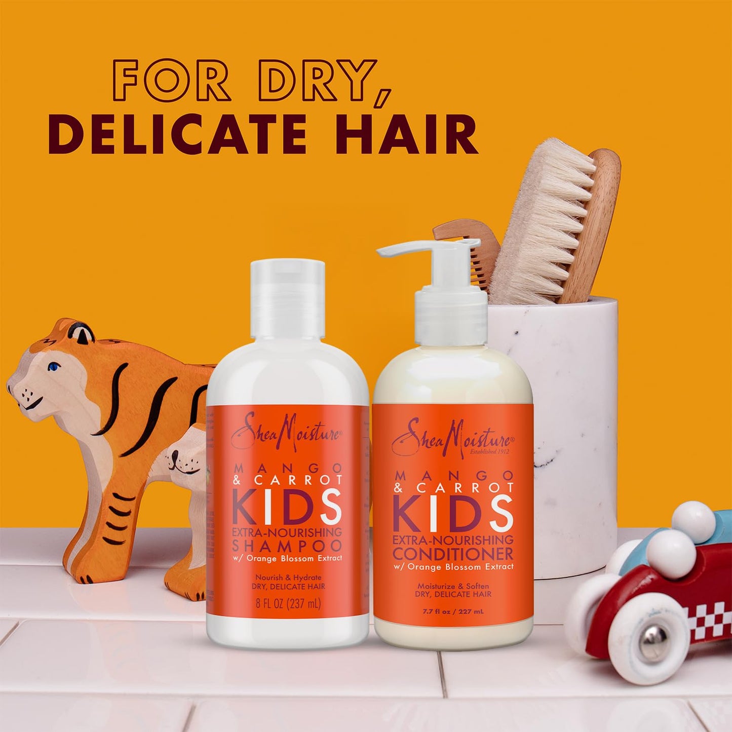 SheaMoisture Kids Mango & Carrot Shampoo and Conditioner Set w/Orange Blossom Extract, Strengthening Hair Products for Kids