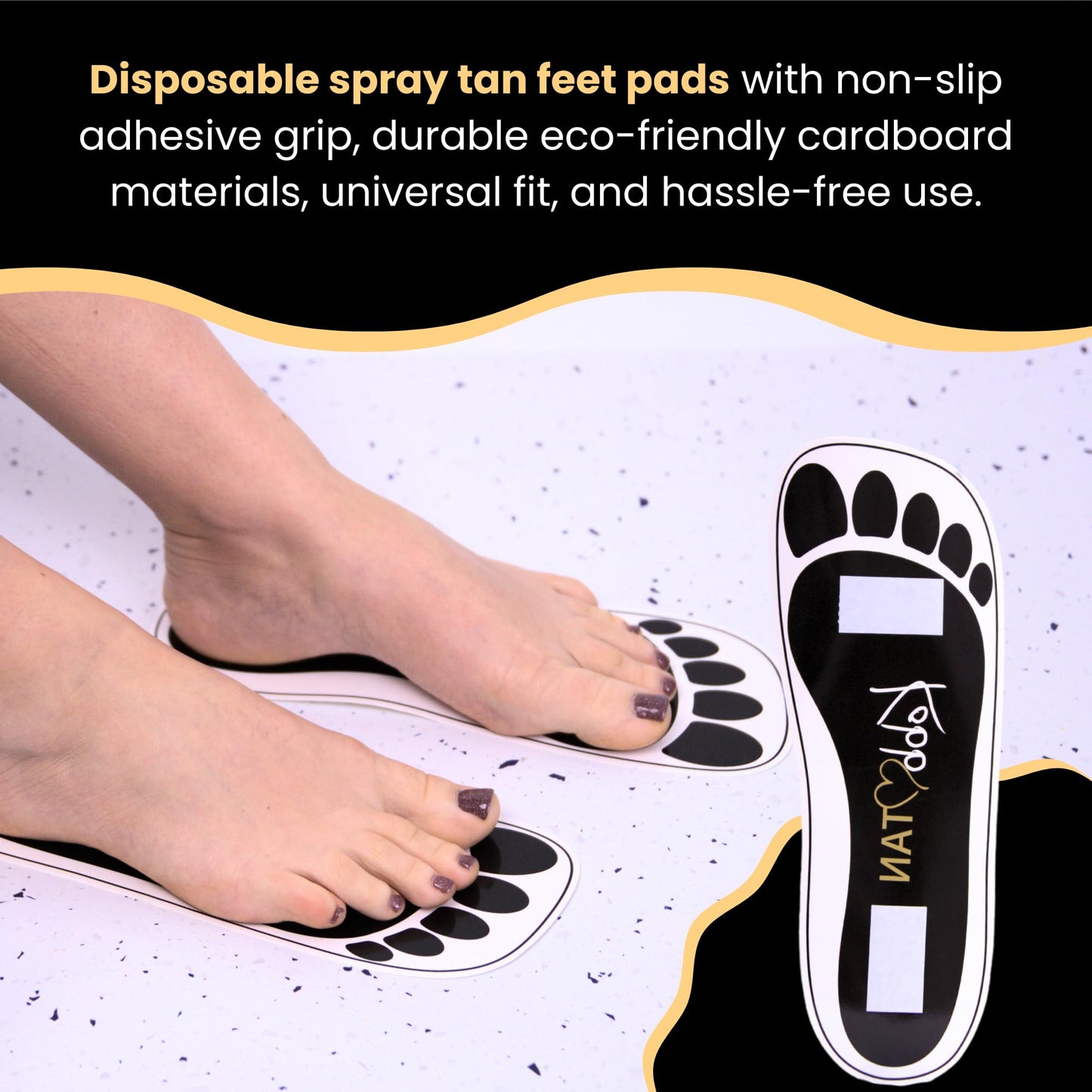 25 Pairs (50Feets) Spray Tan Feet Pads Disposable & Economic Black Feet pads for Spray tanning,Use in Tanning booth,Sunless Tanning at Home or Beauty