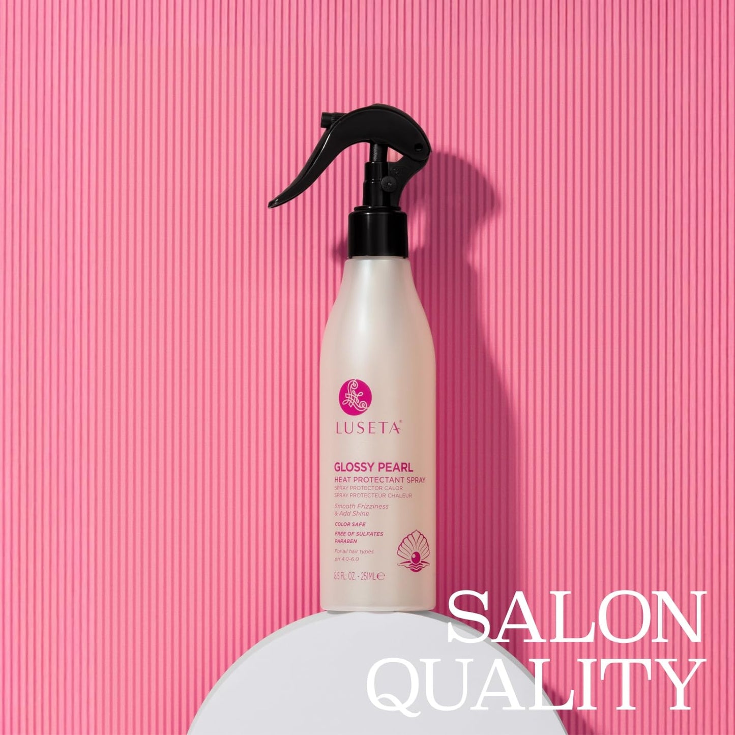 Luseta Glossy Pearl Heat Protectant Spray Smoothing Thermal Protection Treatment Enhance Shine and Add Strength for All Hair Types Protect Hair from
