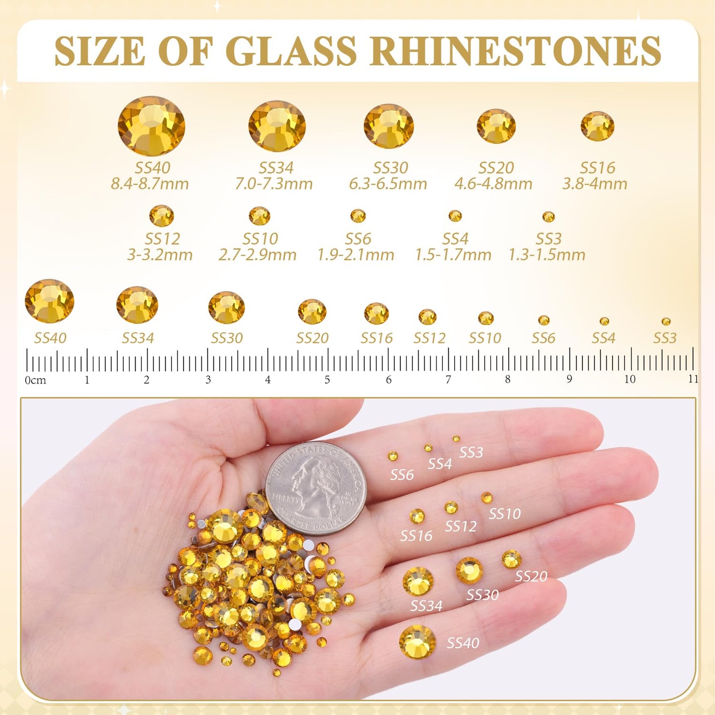 3000PCS SS12/3mm Crystal Rhinestones (Topaz), Bedazzling Flatback Glass Rhinestones for Crafting DIY Nail Art Makeup Decoration, Gems Diomand Charms Beauty and Personal Care BELLEBOOST
