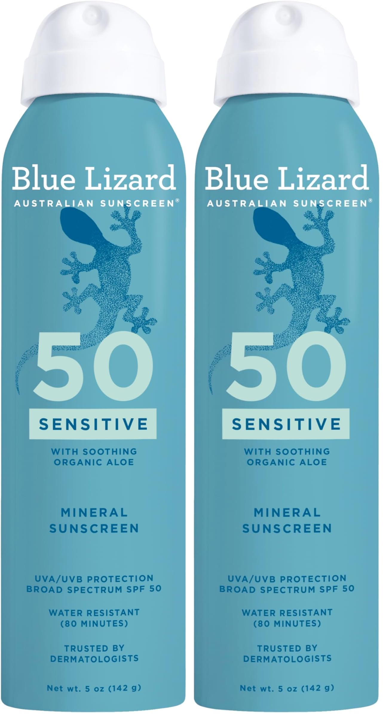 Blue Lizard Mineral Sunscreen Spray, SPF 50+ | Zinc Oxide Formula | Water-Resistant | Dermatologist-Recommended | 5 fl oz Pack of 2 Beauty and Personal Care BLUE LIZARD
