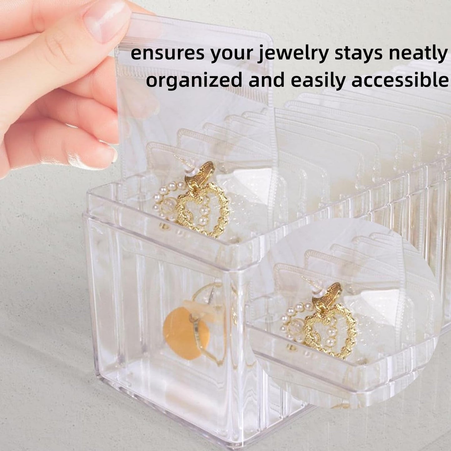 Acrylic Jewelry Box Organizer with 20 Portable Anti Tarnish Jewelry Bags, Acrylic Jewelry Organizers and Storage, Clear Jewelry Organizer Holder…