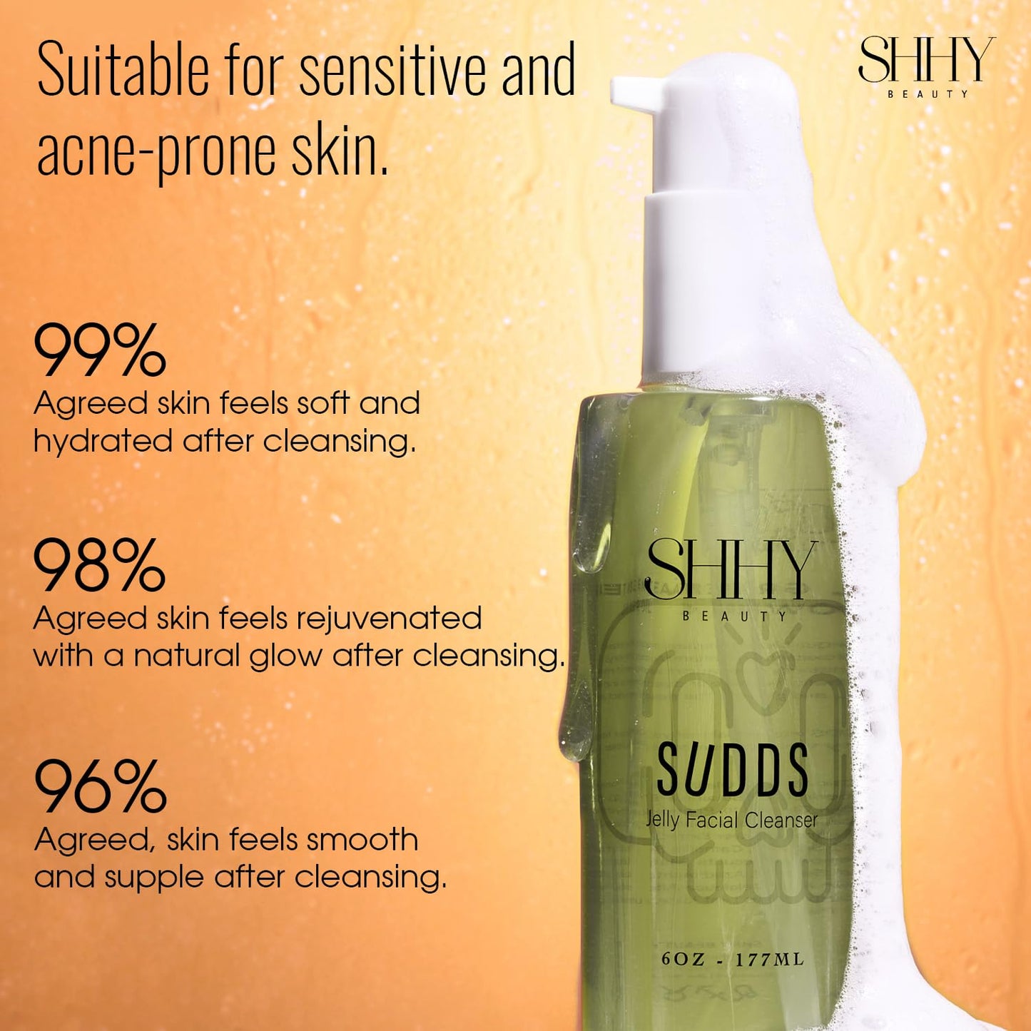 SHHY BEAUTY SUDDS Jelly Facial Cleanser, Healthy Glowing Hydrated Skin