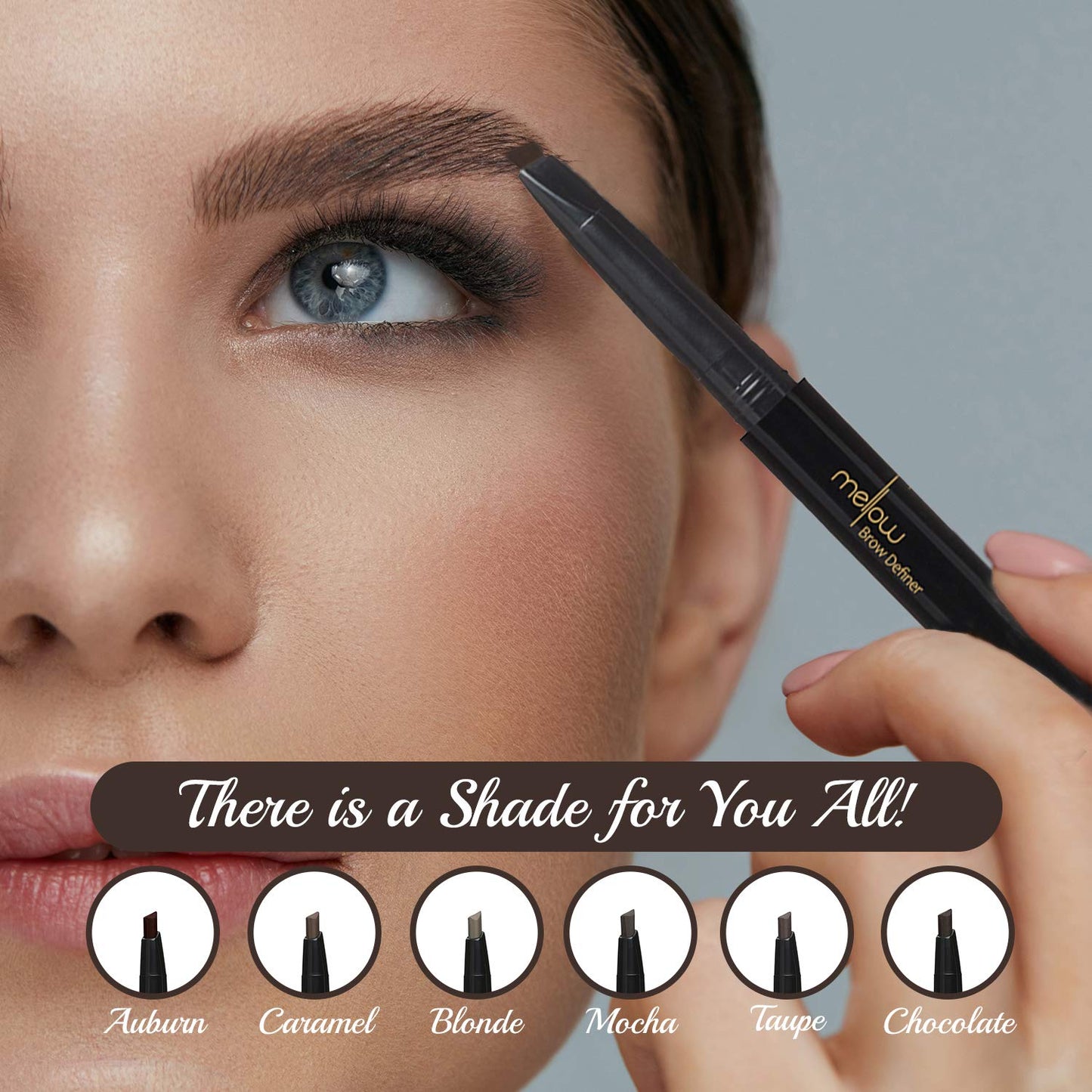 Mellow Cosmetics Brow Definer Eyebrow Pencil | Triangular Tip, Non Greasy, Long Lasting & Easy To Glide | Brow Defining Pen | Professional Eyebrow