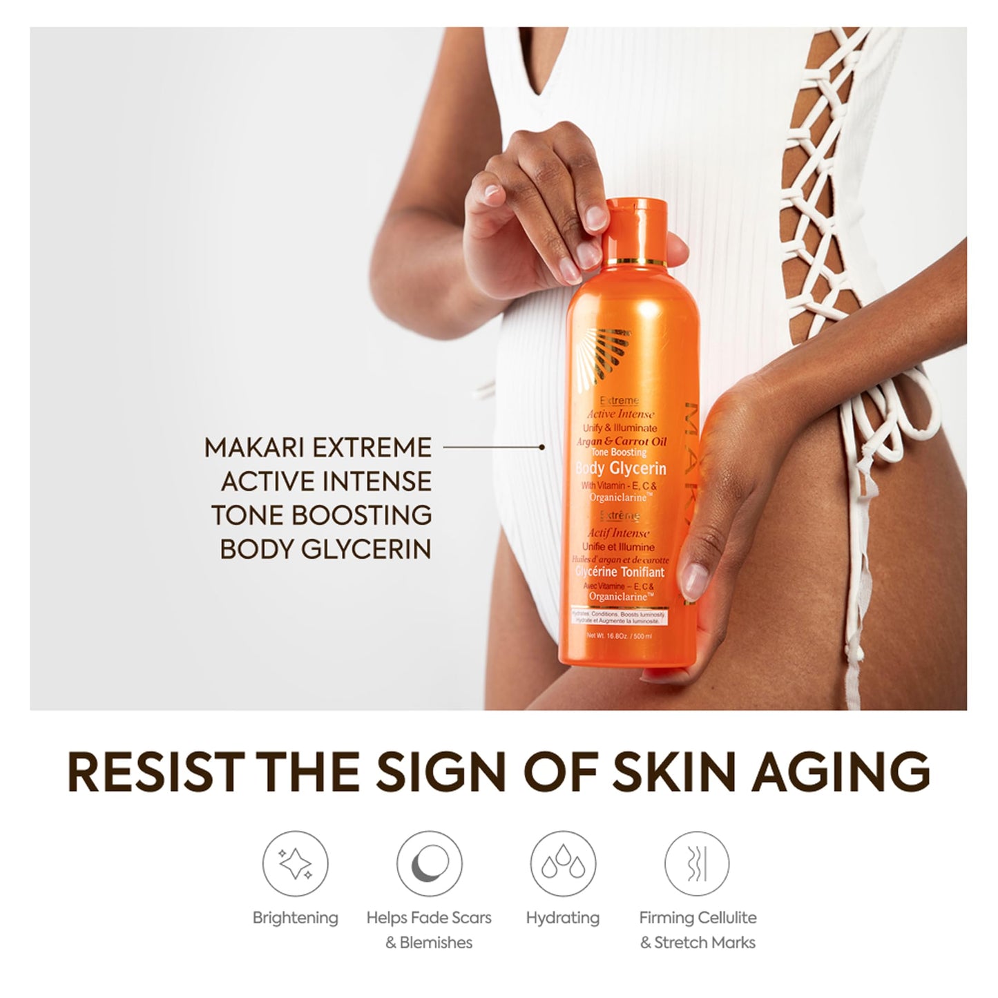 MAKARI Extreme Active Intense Argan & Carrot Oil Tone-Boosting Body Glycerin (16.8 oz) | Helps Improve the Look of Spots & Uneven Tone | Hydrates