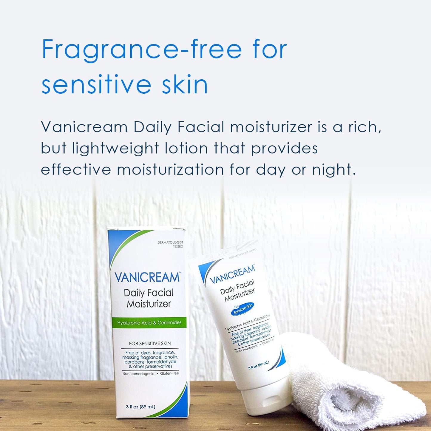 Vanicream Daily Facial Moisturizer With Ceramides and Hyaluronic Acid - Formulated Without Common Irritants for Those with Sensitive Skin, 3 fl oz
