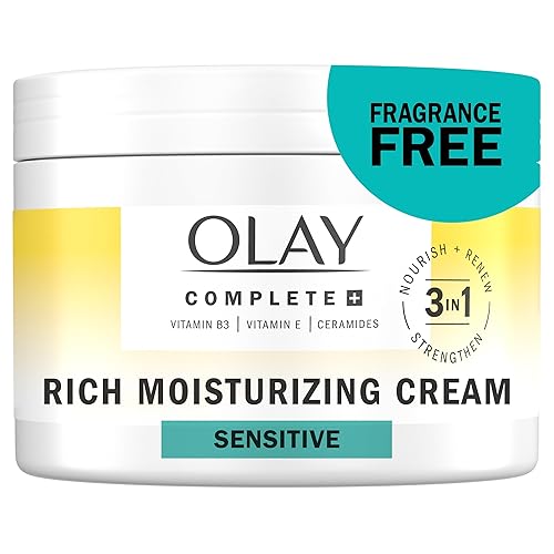 Olay Face Moisturizer, Complete+ Rich Moisturizing Cream - Fragrance-Free, Gentle for Dry & Sensitive Skin, 3-in-1 Hydrating to Strengthen, Nourish