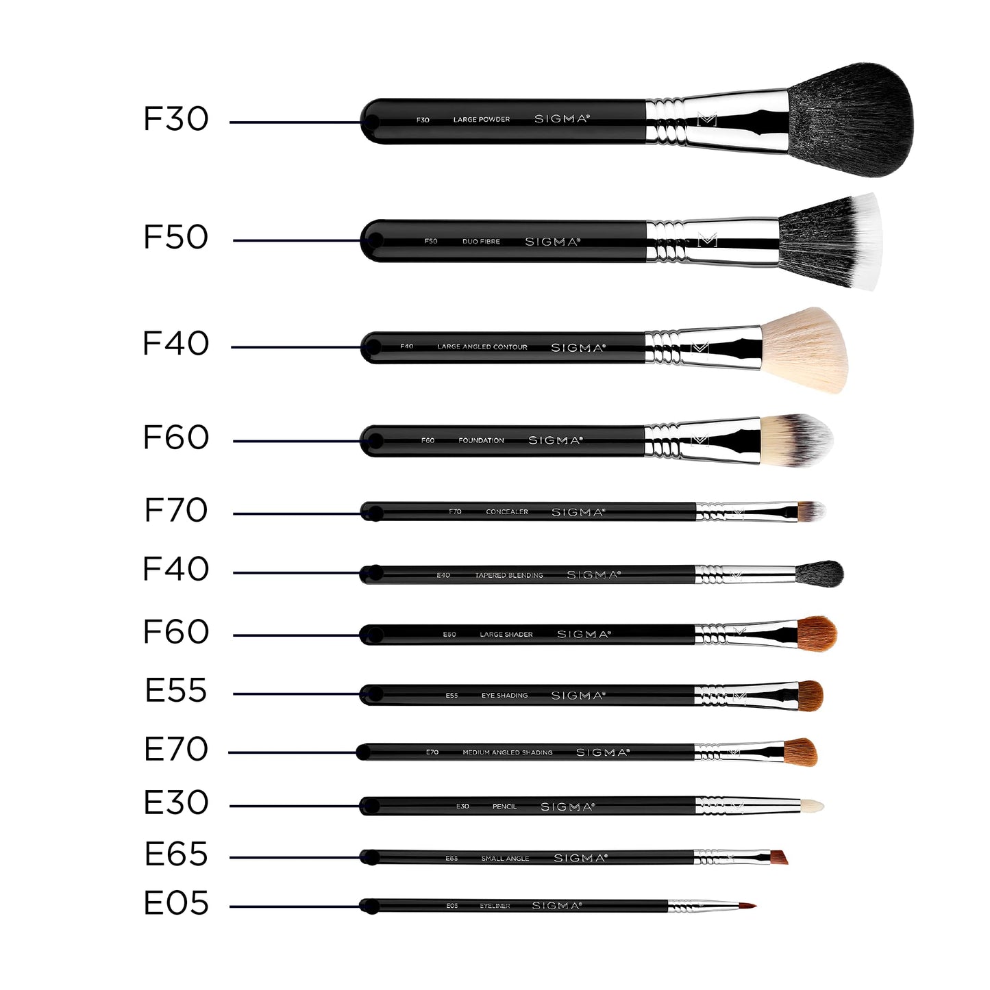Sigma Beauty Essential Makeup Brushes Set - Professional Grade Makeup Brush Set with Premium Fibers and Sleek, Durable Handles for Face & Eyes