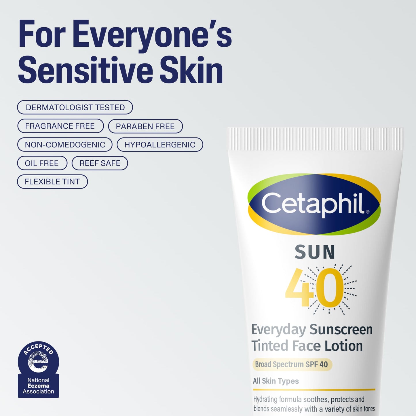CETAPHIL Everyday Sunscreen Tinted Face Lotion, 1.7 fl oz, Travel Size Sunscreen, 100% Mineral UVA/UVB Filters: Titanium Dioxide & Zinc Oxide, SPF 40