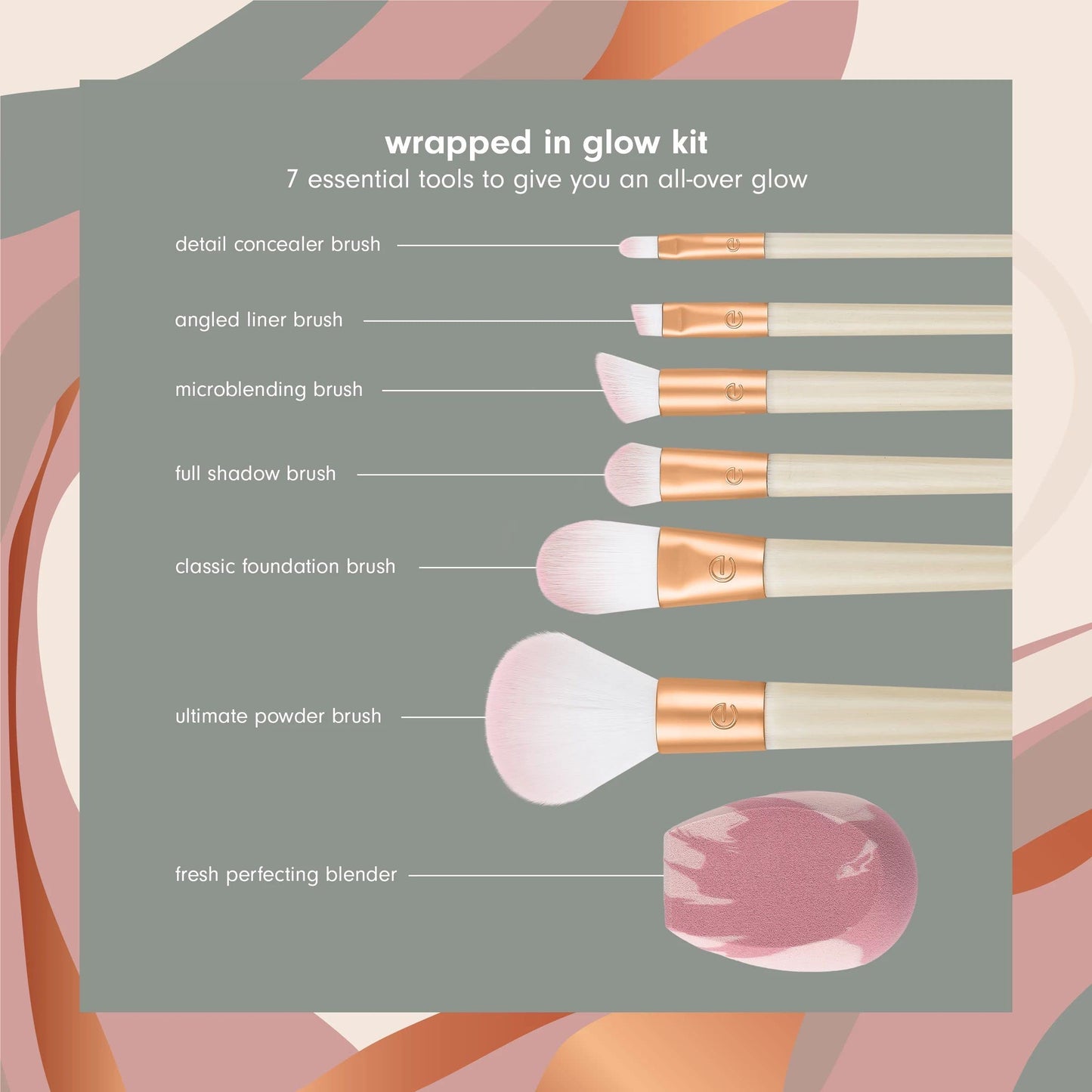 EcoTools Limited Edition Wrapped In Glow Makeup Brush & Sponge Kit, Makeup Blender & Face Brushes, Seamless Application and Buildable Coverage