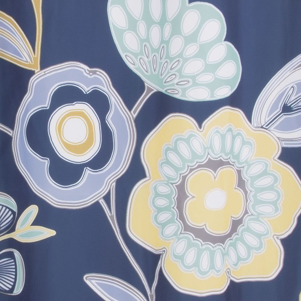 InterDesign Garden Floral Fabric Shower Curtain - 72" x 72", Navy Multi Color