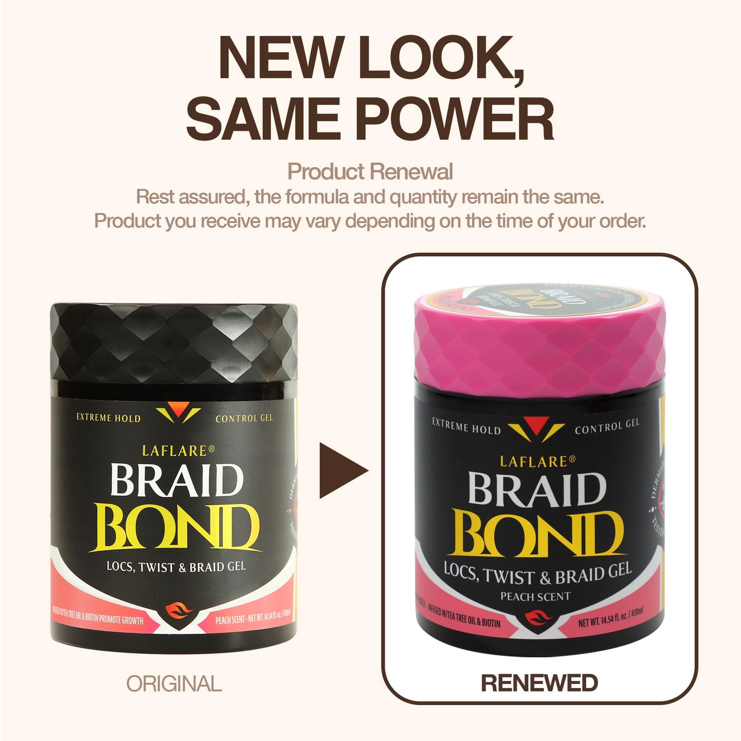 Laflare 430 ml Braid Bond Gel Bulk Extreme Hold for Natural & Kids Hair, Vegan, Nourishing, Braiding Hair, Twist Hair (Peach)