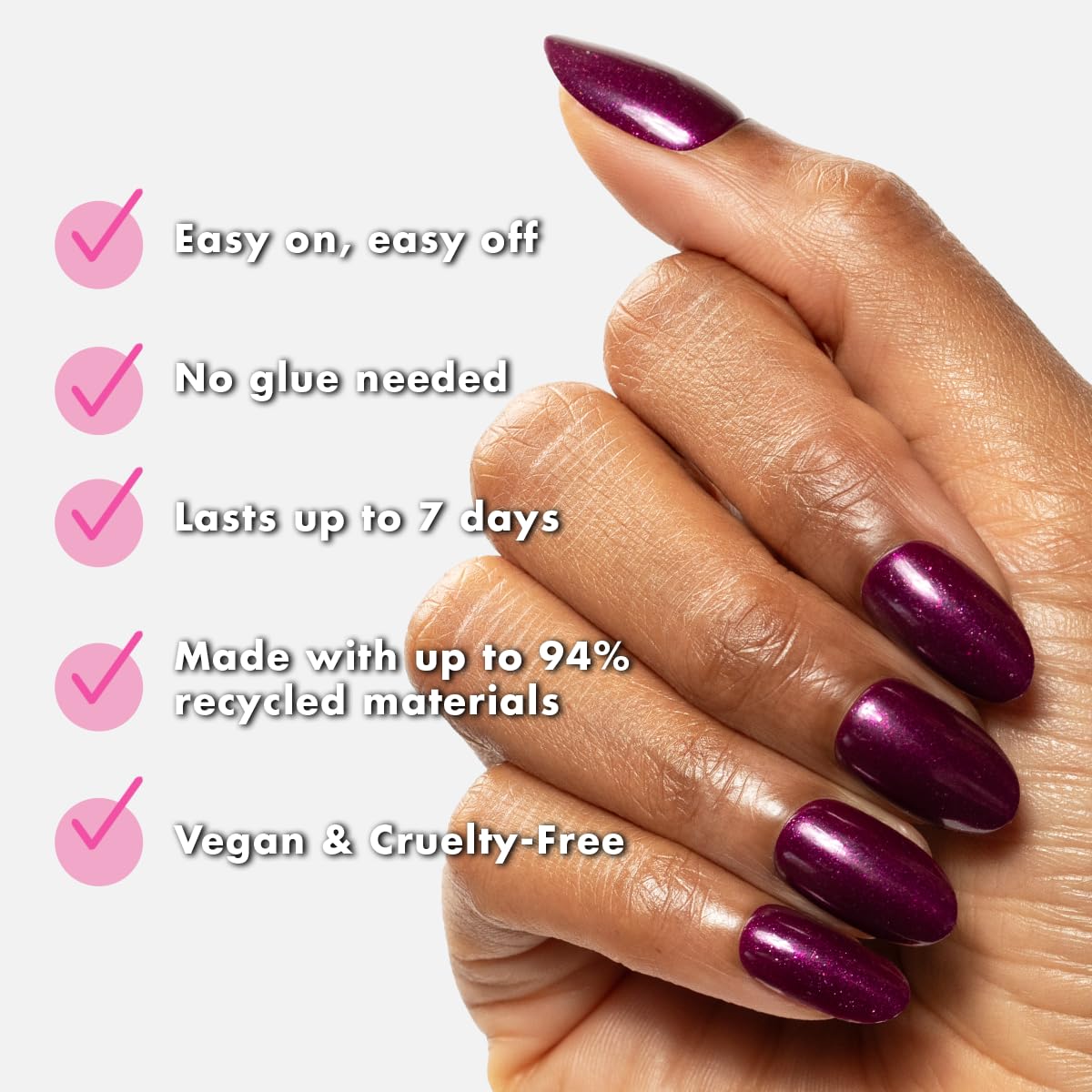 Olive & June Effects Super Stick Mani Press-On Nails | Medium, Oval | No Glue Needed | 32 Tab Nails in 16 Sizes | Non-Toxic Tabs | Easy On-Off Beauty & Personal Care Olive & June