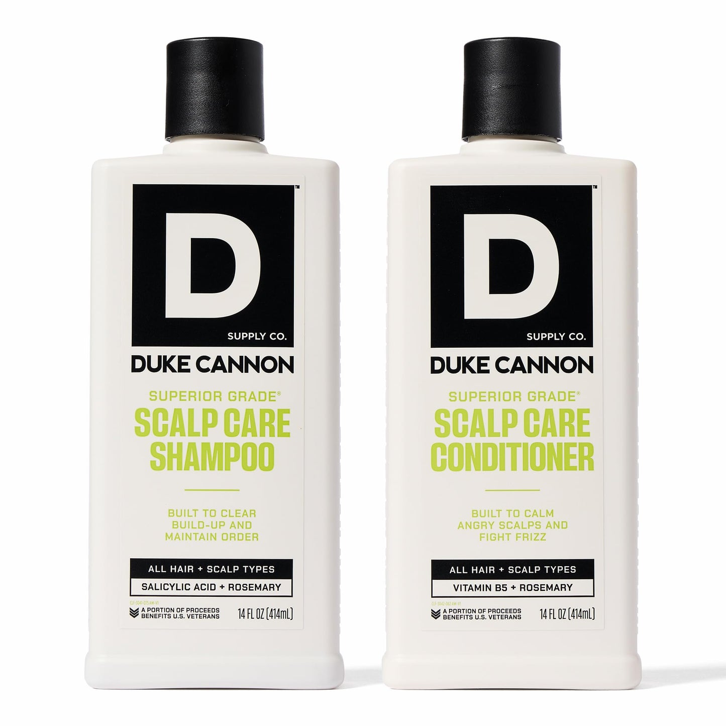 Duke Cannon Superior Grade Scalp Care Shampoo & Conditioner Bundle, 2-Pack, 14 oz Each - Deep Cleansing, Scalp Soothing, Sulfate-Free, Moisturizing