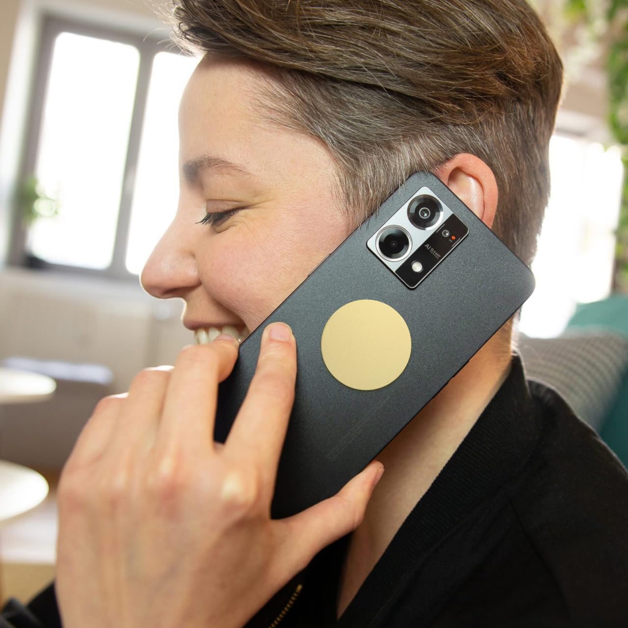 UKCOCO Adhesive Metal Plates, 10 Pack Round Magnetic Metal Plates Car Vehicle Mount Phone Holder Diameter 4cm (Gold)