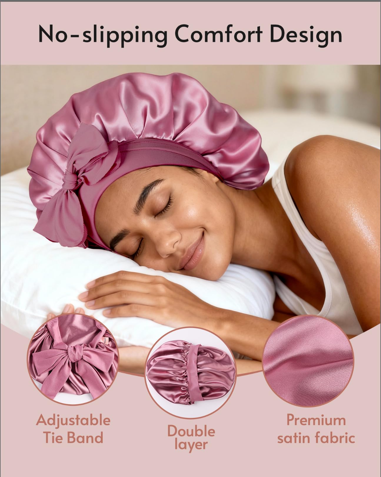 Yanideer 3 Pcs Adjustable Satin Bonnets for Sleeping Gold Beauty and Personal Care Yanideer