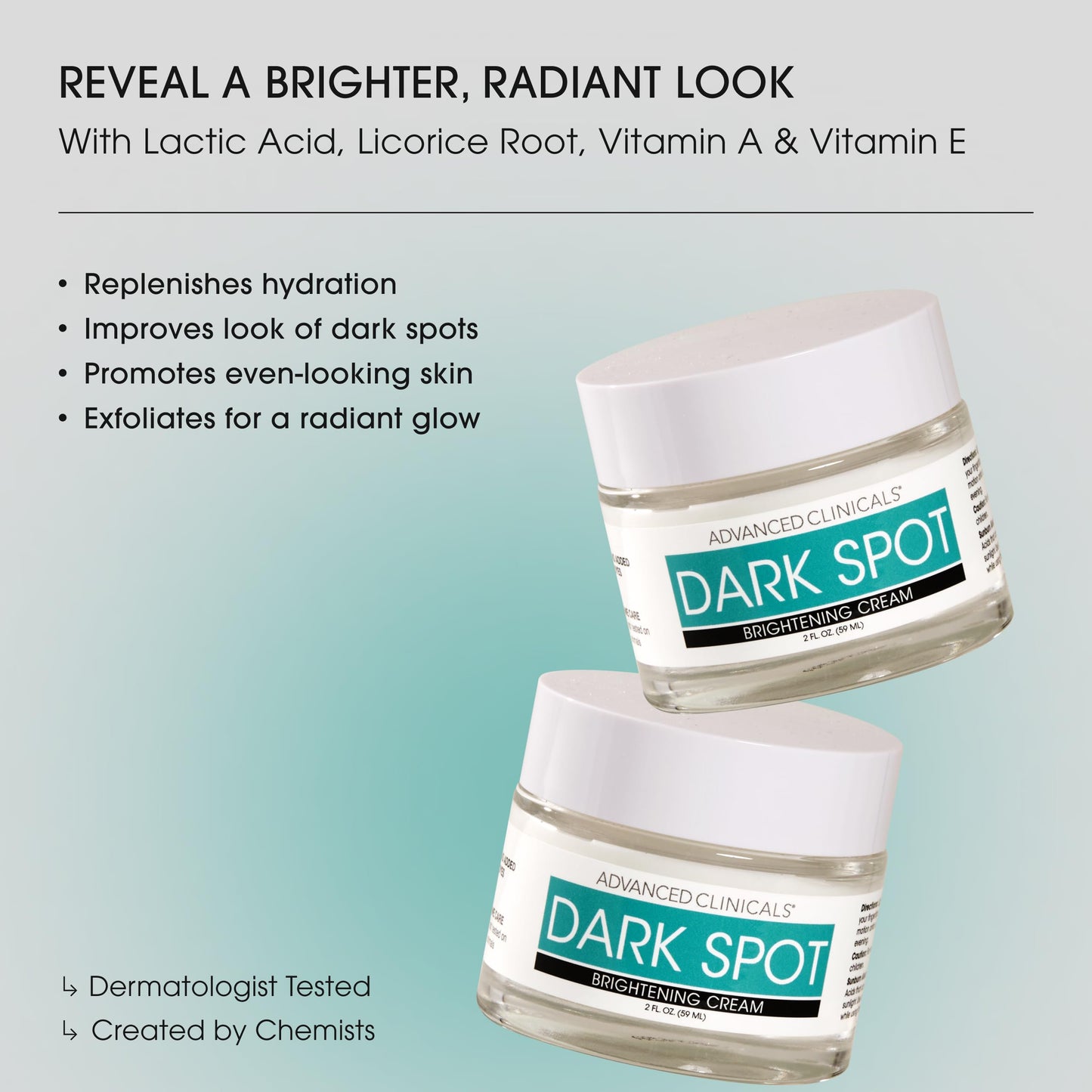 Advanced Clinicals Dark Spot Face Moisturizer | Lactic Acid Lotion For Face With Caffeine, Cocoa Butter, & Vitamin A | Brightening Cream Visibly
