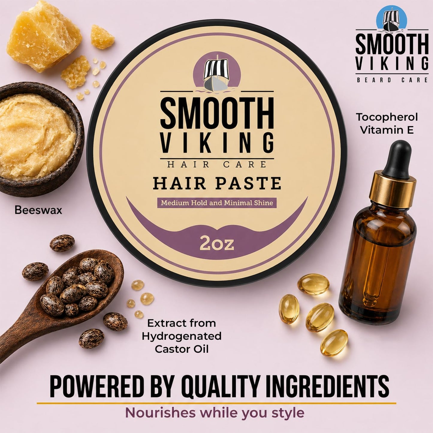 Smooth Viking Hair Paste for Men - Natural Matte Styling Paste for Textured Messy Hairstyle Hair Cream, Hair Styling Cream with Minimal Shine & Medium