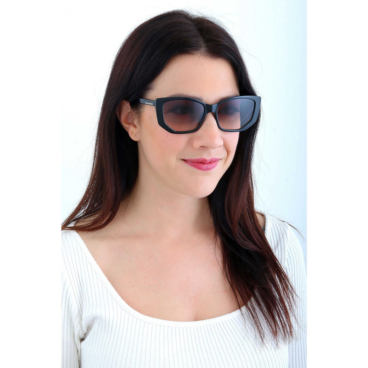 KARL LAGERFELD Women's KL6071S Rectangular Sunglasses, Black, One Size