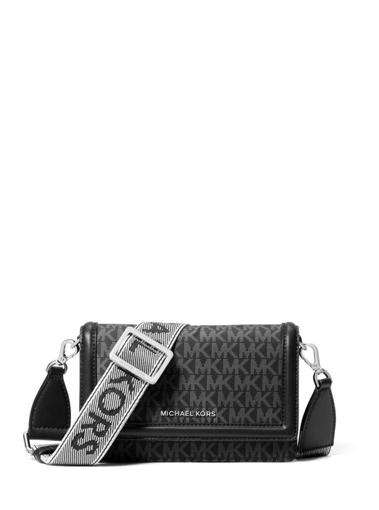 Michael Kors Women's Jet Set Small Phone Crossbody Bag, Silver-Tone Hardware/Black