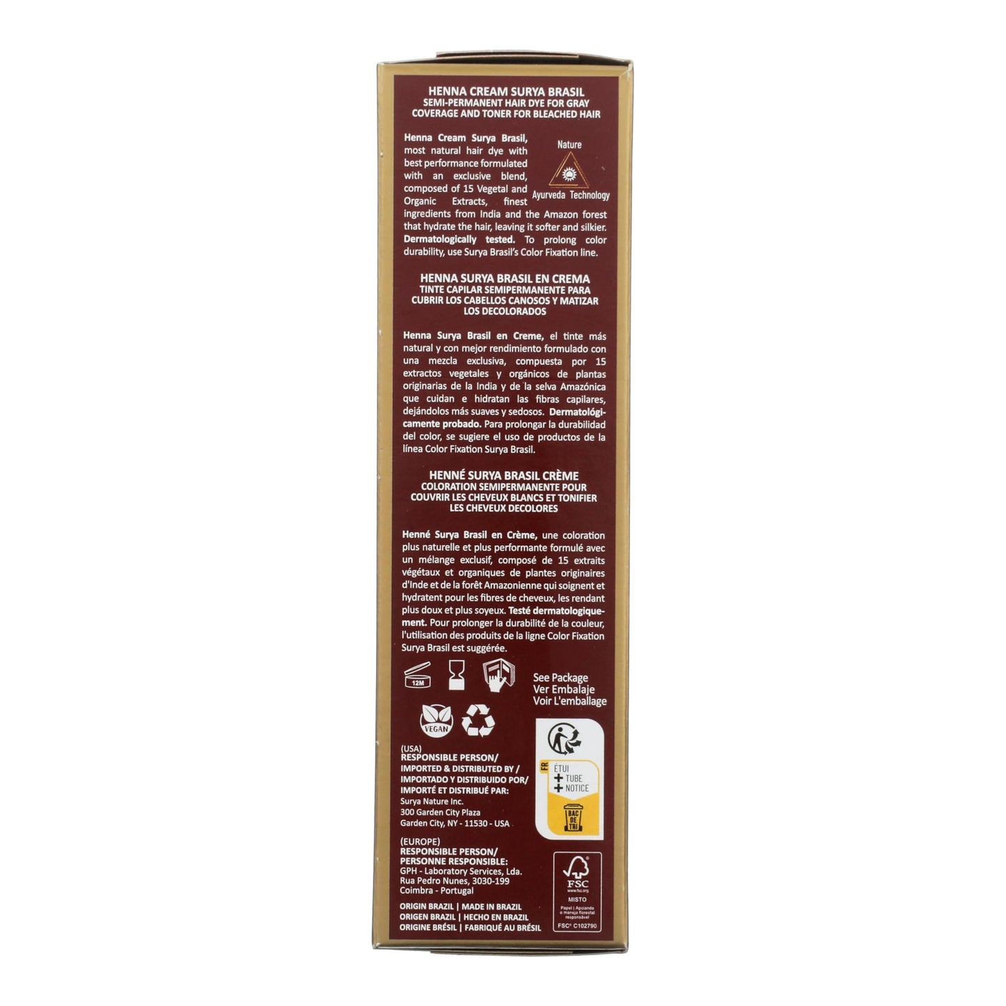 Surya Brasil Henna Cream Black - 2.31 Ounces - 3 PACK