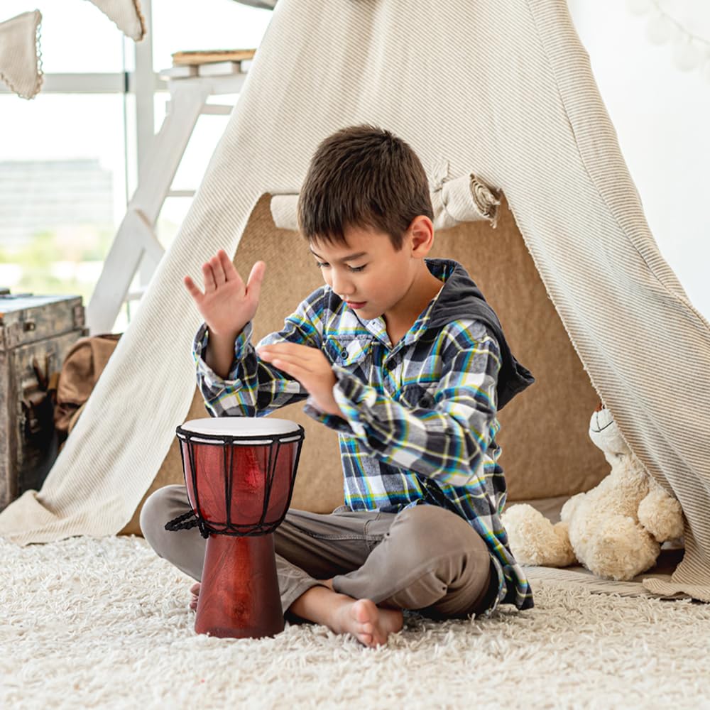 ArtCreativity 8" Mini Wooden Toy Drum – Rustic Djembe Musical Instrument for Kids, Toddlers, Birthday Gift & Party Favor