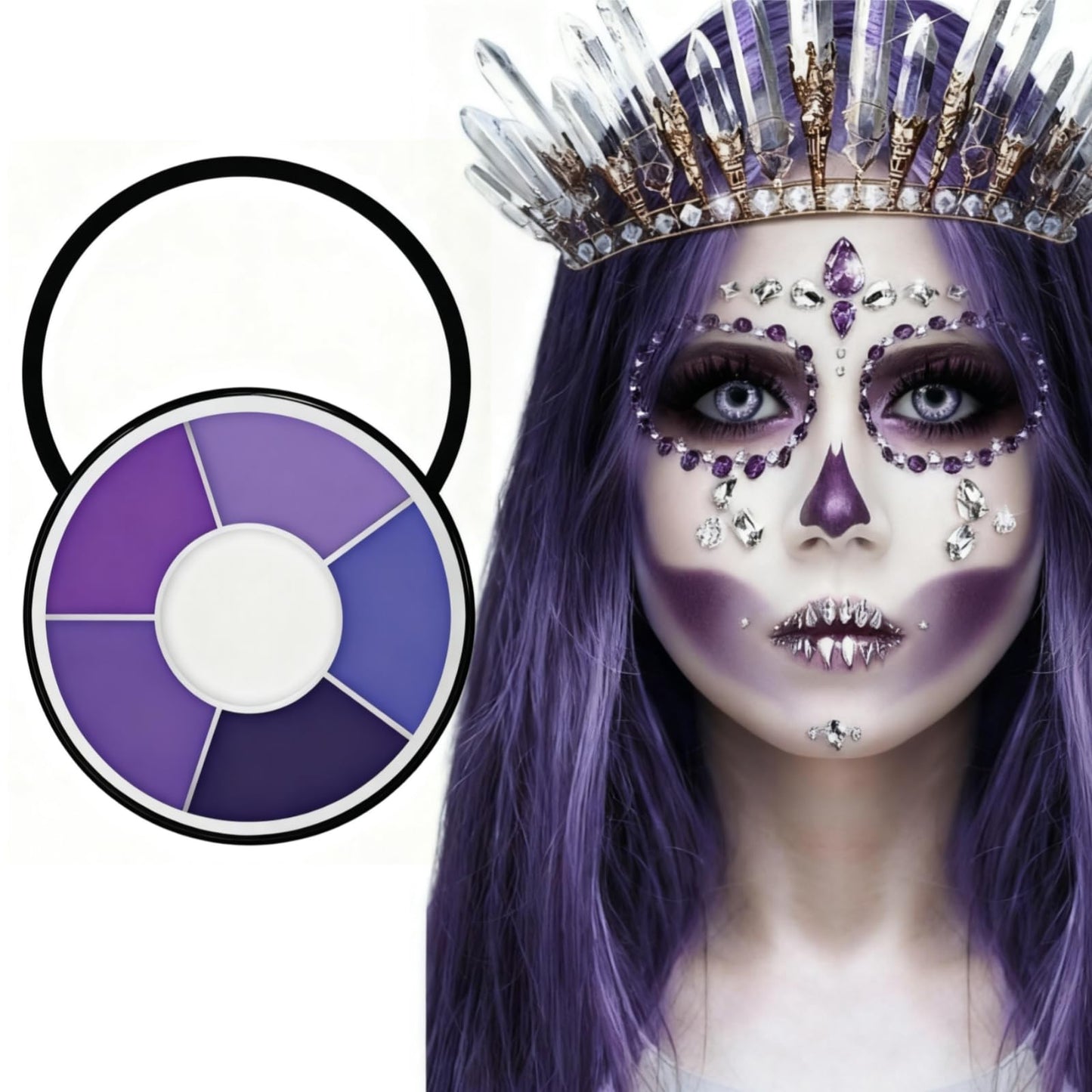 6 Color Purple Face Paint Palette, Professional Body Paint Violet Makeup, Washable Formula, Vibrant Purple Face & Body Paint for Halloween, Cosplay