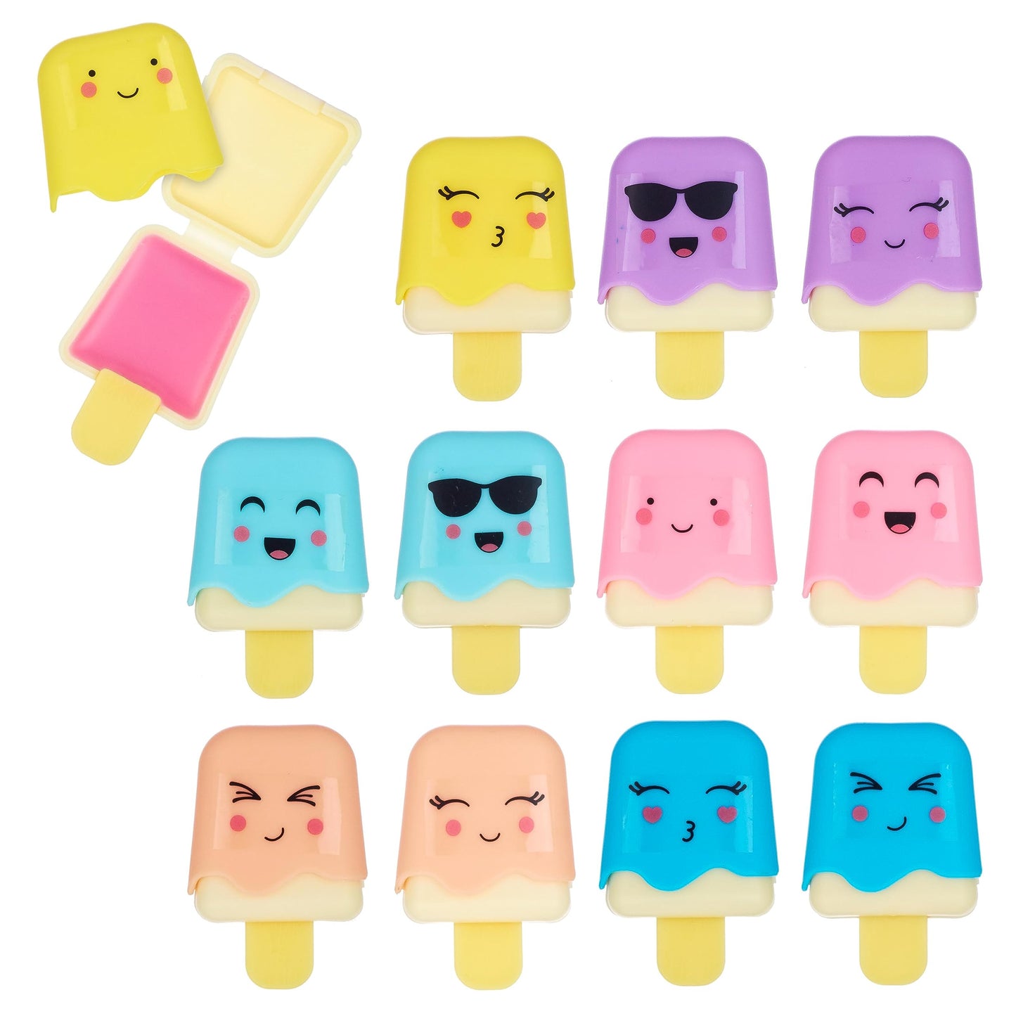 12pc Pucker Pop Novelty Lip Gloss Set - Girls Cosmetics Mini Popsicle Lip Gloss Collection, Lip Gloss for Kids, Safe, Non Toxic Kids Makeup Set