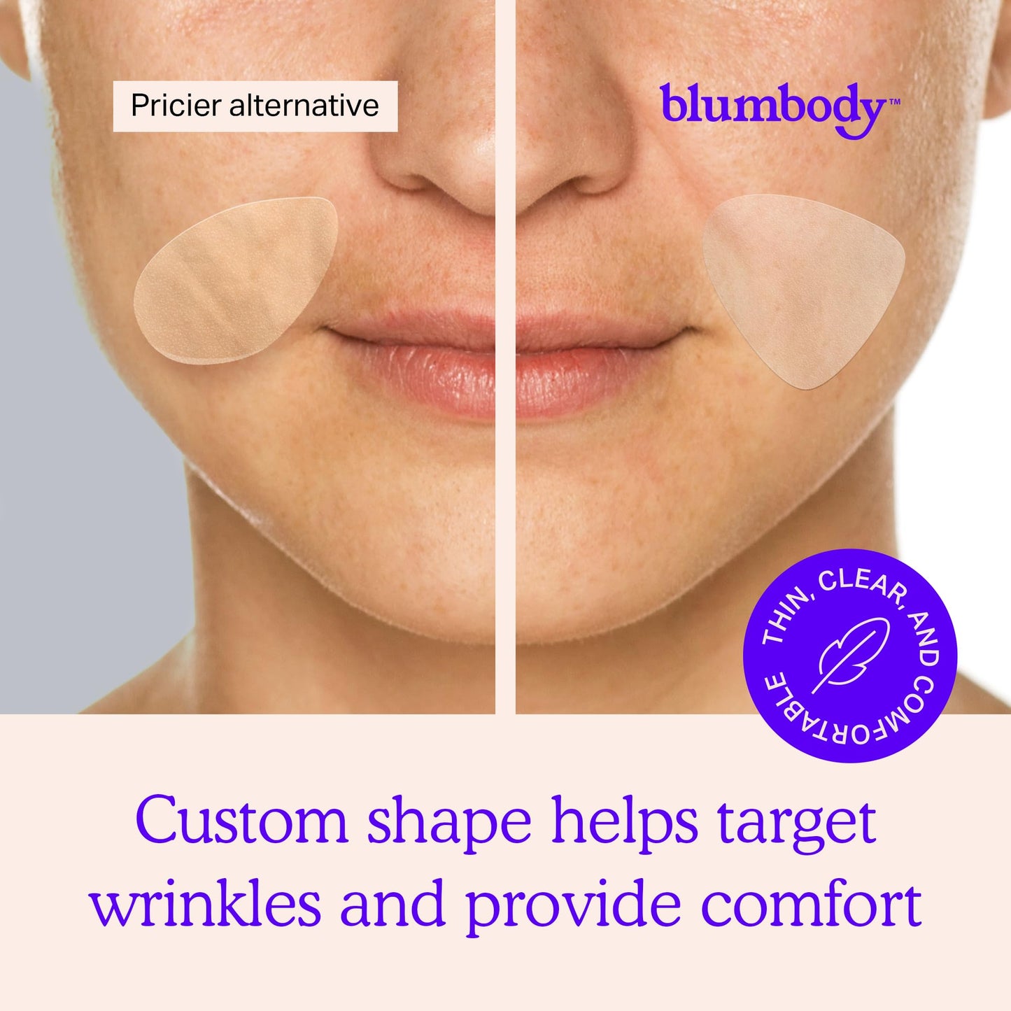 BLUMBODY Face, Forehead Wrinkle Patches - Mini Anti-Wrinkle Facial Patches for Eyes, Mouth, Forehead - Triangle Non-Silicone Face Tape for Elevens