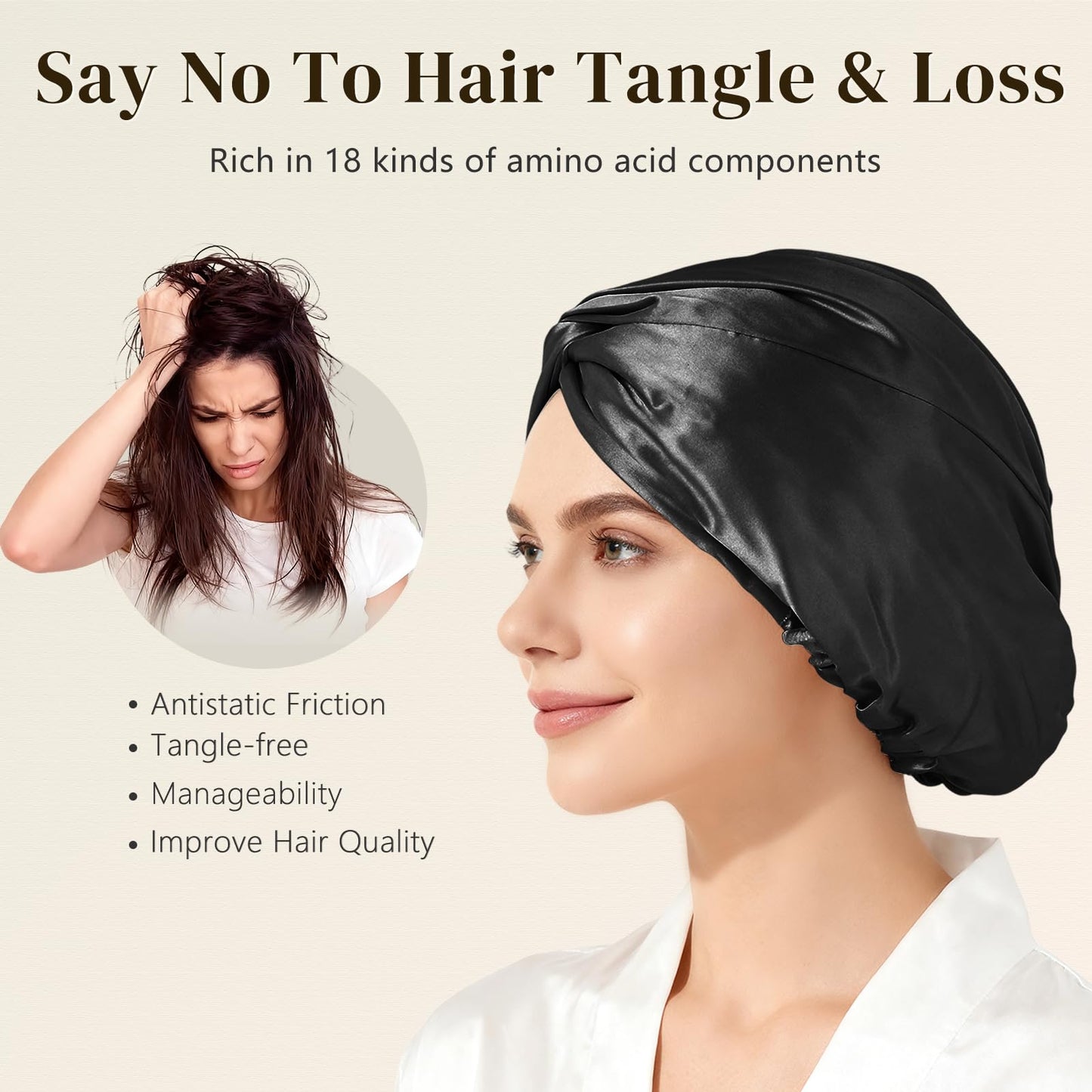 ZIMASILK 22Momme 100% Mulberry Silk Sleep Cap for Women Hair Care,Silk Bonnet (1Pc, Rose Gold) Beauty and Personal Care ZIMASILK