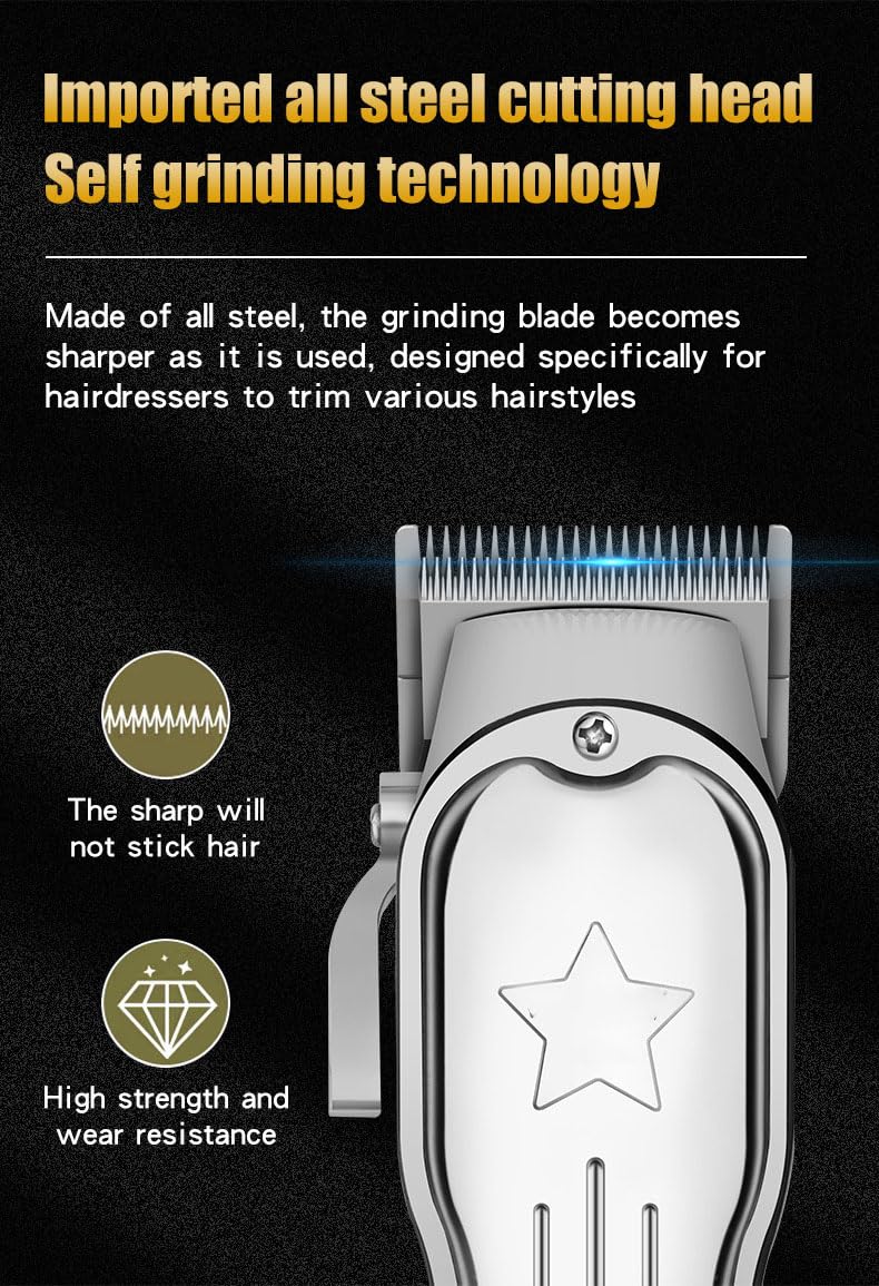 Professional Hair Clippers for Men Cordless Trimmer with LED Digital Display and 8 Limit Combs Barber for Cutting and Beard Shaping & Grooming Beauty and Personal Care GLESVOWIO