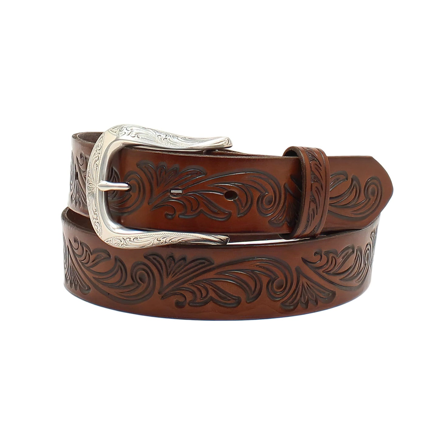 ARIAT Women's Floral Embossed Interchangeable Belt, Brown, Small