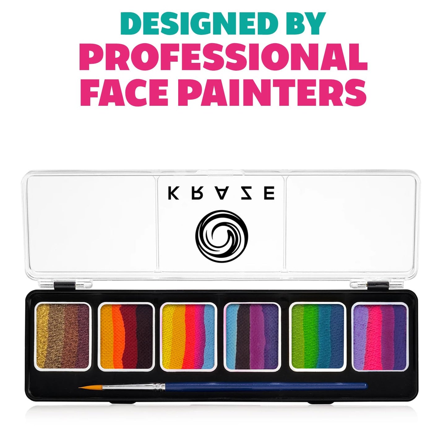 Kraze FX Enchanted Oasis Split Cake Palette - 6x6 gm by Tamina Muhammed Professional 1-Stroke Split Cake with 1 brush Hypoallergenic Non-Toxic Water