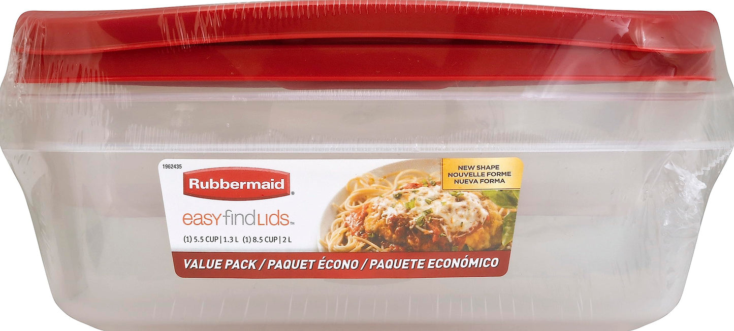 Rubbermaid 5.5 Cup and 8.5 Cup Easy Find Lid Containers Value Pack