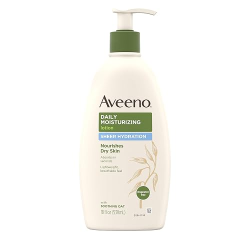 Aveeno Sheer Hydration Daily Moisturizing Lotion for Dry Skin with Soothing Oat, Lightweight, Fast-Absorbing & Fragrance-Free Intense Body