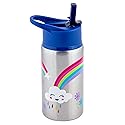 Stephen Joseph Stainless Steel Water Bottles, 18 OZ, Straw lid, Reusable tumbler, Insulated, Rainbow