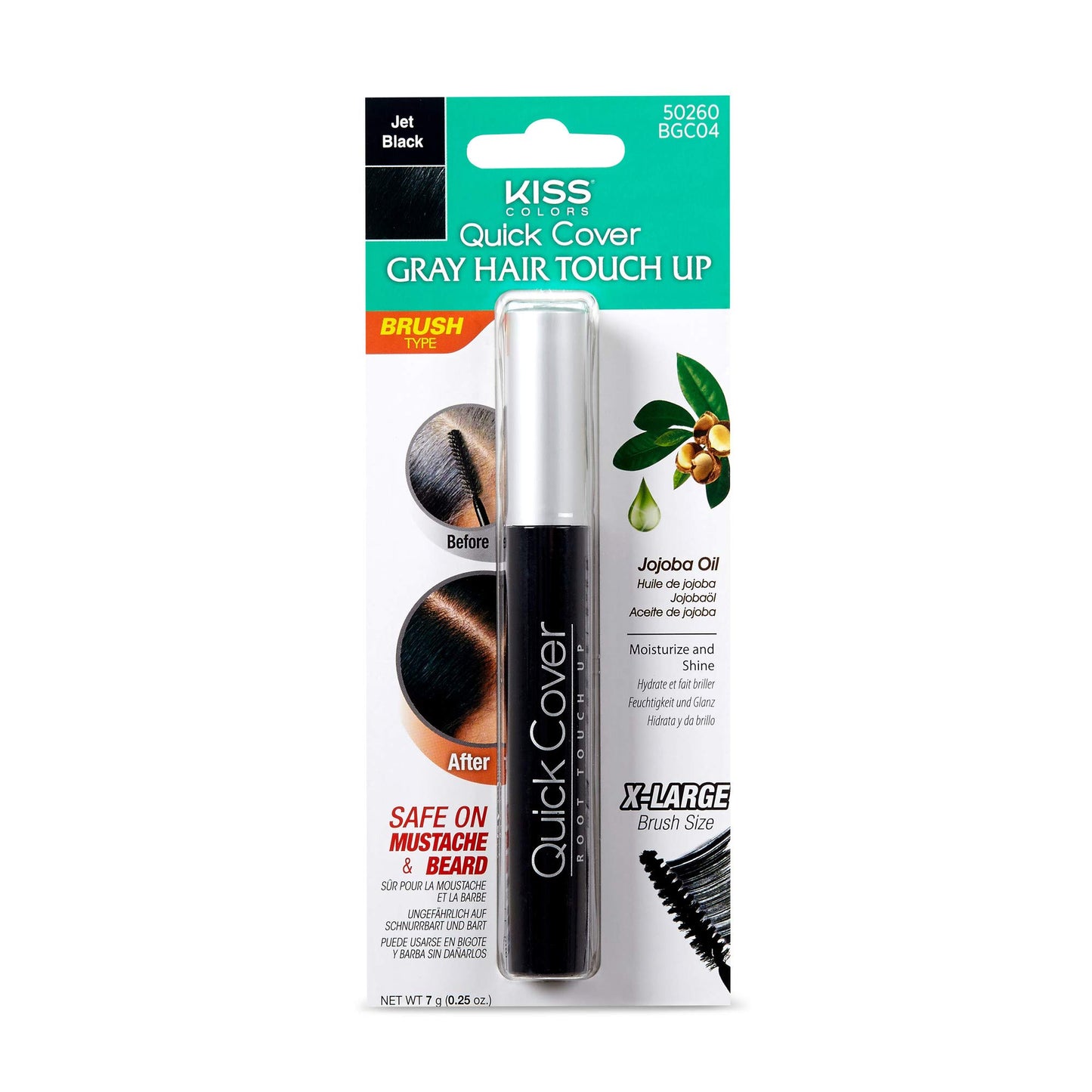 KISS Tintation Root Cover Up Gray Concealer Spray & Mascara Water-Resistant Smudge-Proof Easy Temporary Hair Color Change (Black)