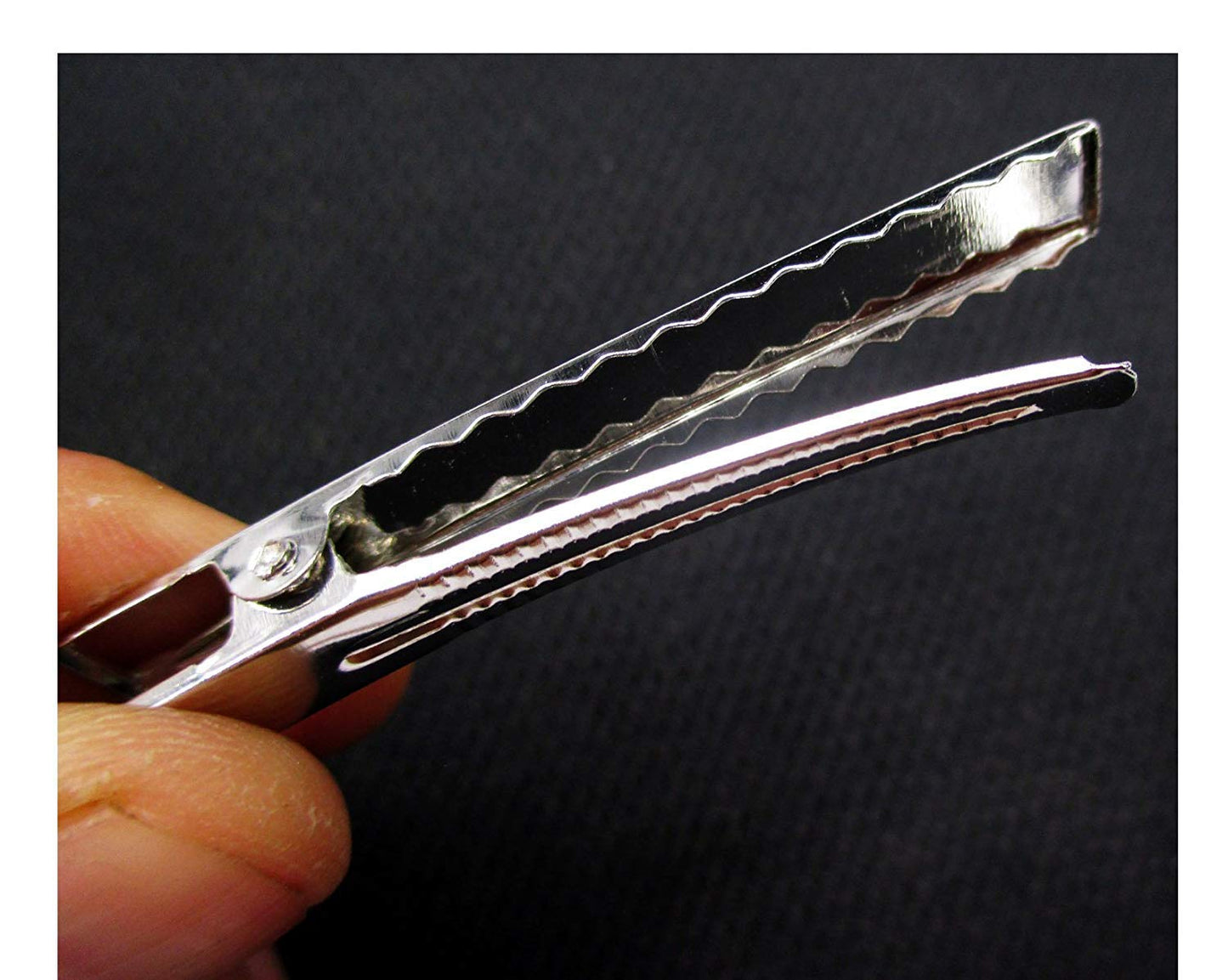 50pcs Metal Silver Flat Single Prong Alligator Hair Clips Nickel Free 56mm