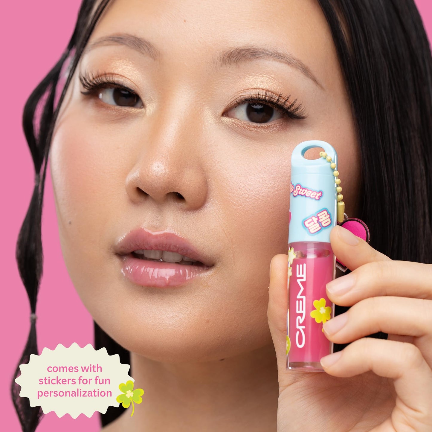 The Crème ShopTinted Lip Oil with Key Chain and Charm, Gloss Finish, Long Wear, Formulated with Jojoba Oil, Sunflower Oil to Hydrate and Plump Lips