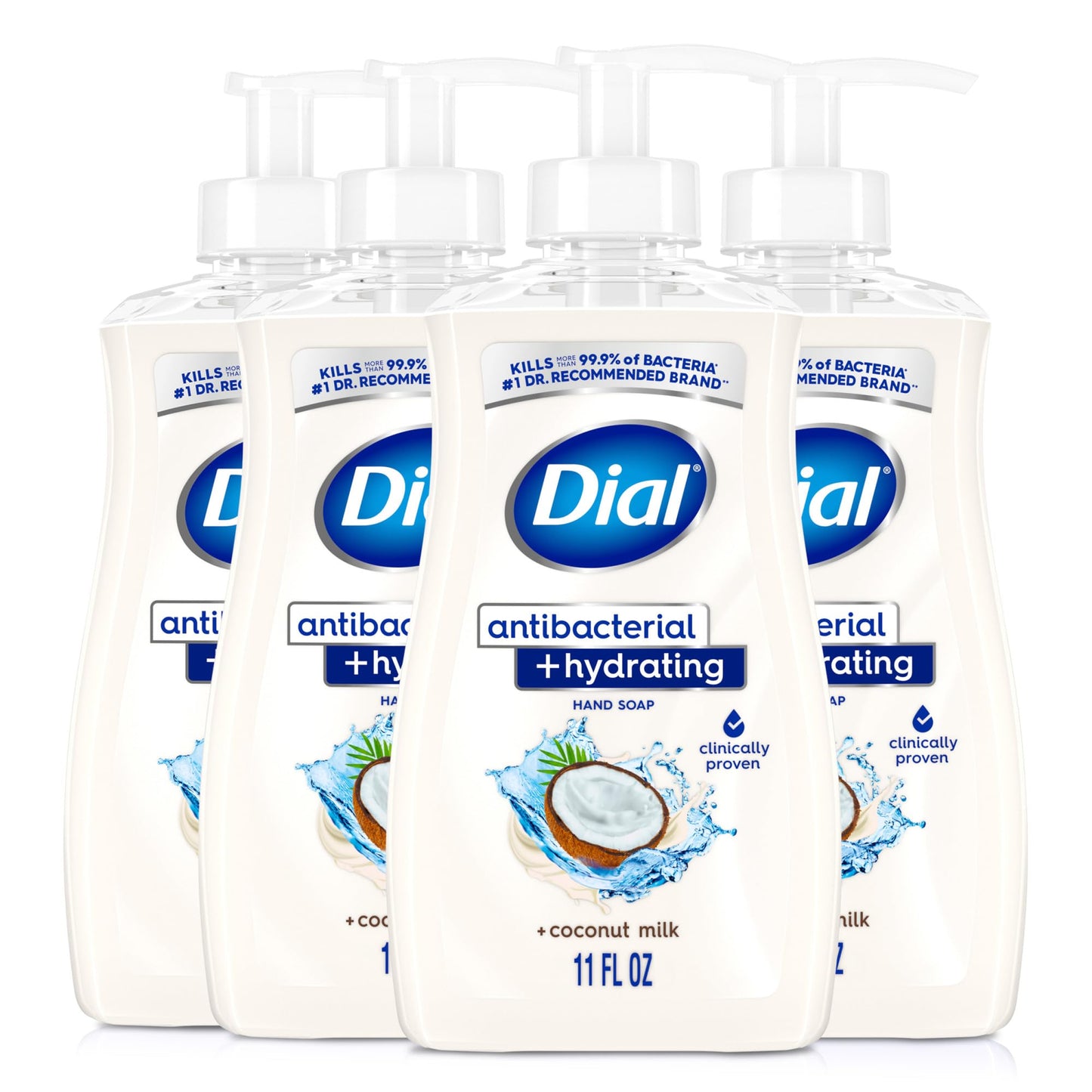 Dial Antibacterial Plus Hydrating Coconut Milk Liquid Hand Soap, 11oz (Pack of 4) Beauty and Personal Care Dial