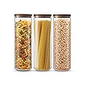JoyJolt Holden 72oz Stackable Glass Storage Containers with Lids, Large Kitchen Food Storage Canisters with Acacia Wood Lids, Airtight Canister Set…