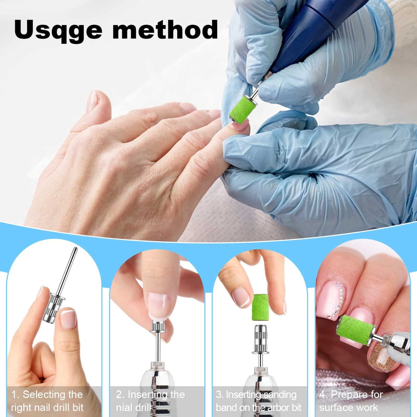 Nail Drill Bits,Sanding Bands for Nail Drill Shaft 3/32 inch,Drill Bits for Nails,Mandrel Bit for Nails,Nail Drill Bits for Acrylic Nails Manicure