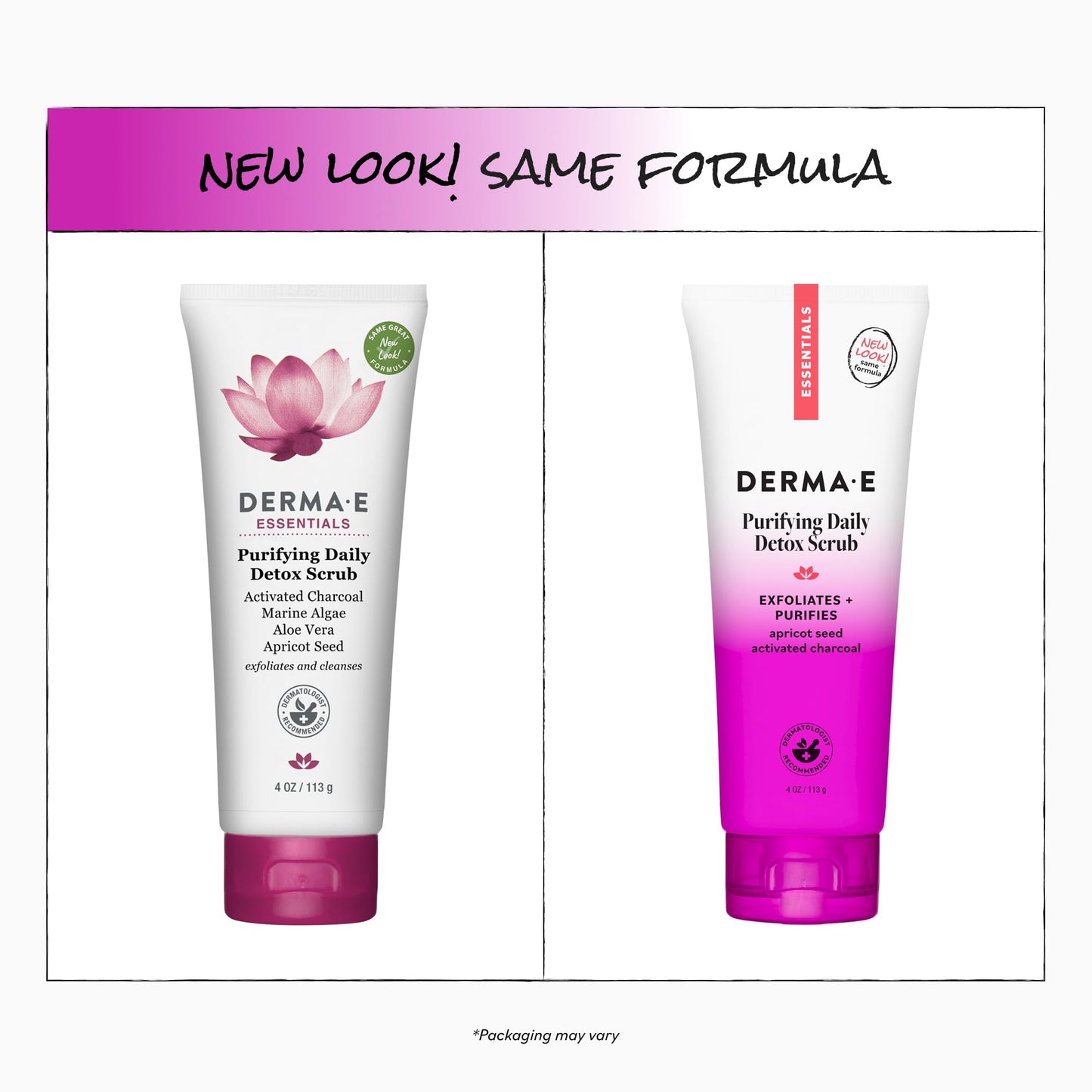 DERMA E Purifying Daily Facial Detox Scrub with Activated Charcoal and Seaweed Extract -Exfoliating Face Scrub Cleanses, Smooths and Brightens, 4oz