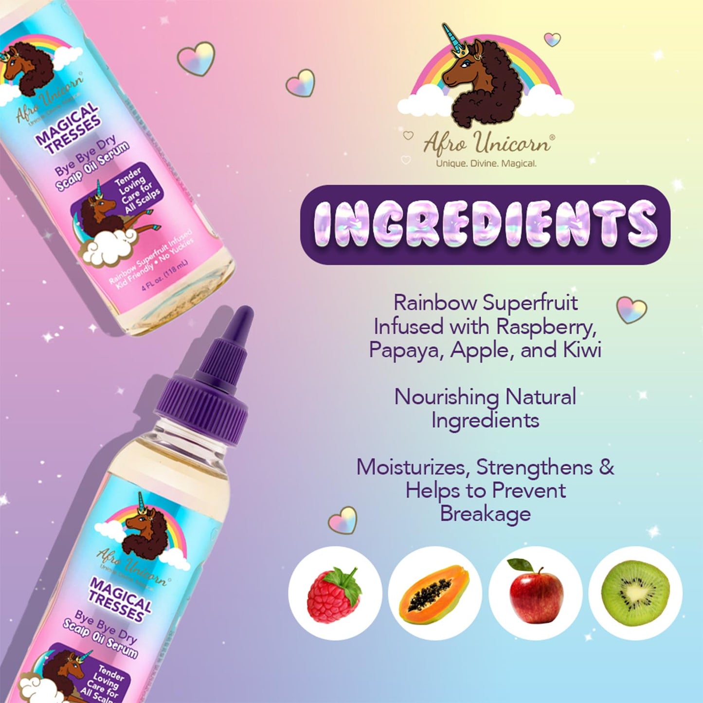 Magical Tresses by Afro Unicorn - Bye Bye Dry Scalp Serum - Soothing, Moisturizing, and Frizz-Eliminating Hair Serum for All Textures and Scalps, 12